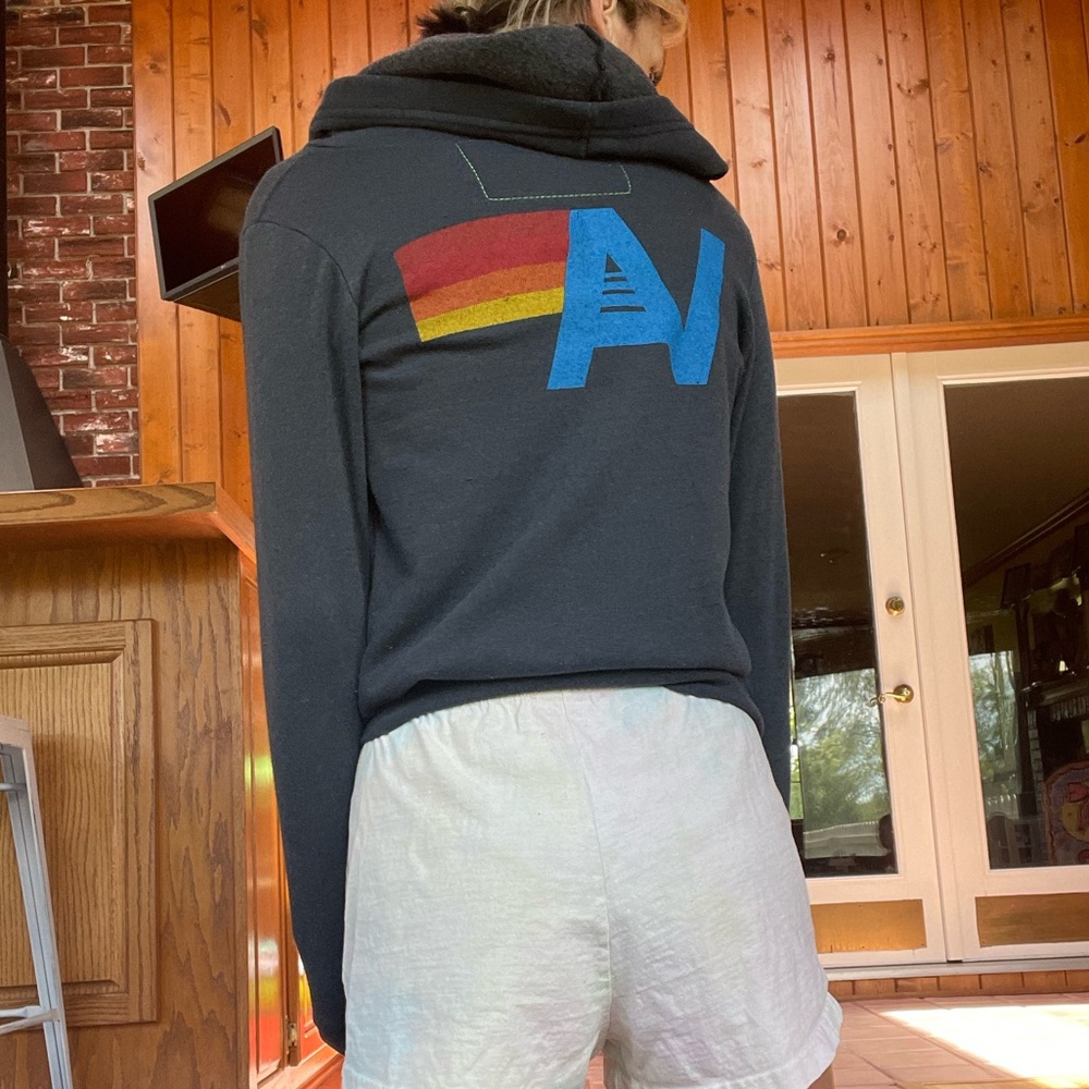 SOLD—Aviator Nation RARE Charcoal Heather Blue Zip Hoodie 14 Youth Women’s XS - Picture 11 of 11